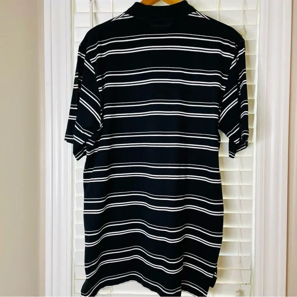 🩷 POLO GOLF RALPH LAUREN MENS SIZE MEDIUM COTTON BLACK & WHITE STRIPED GREAT - Picture 3 of 7